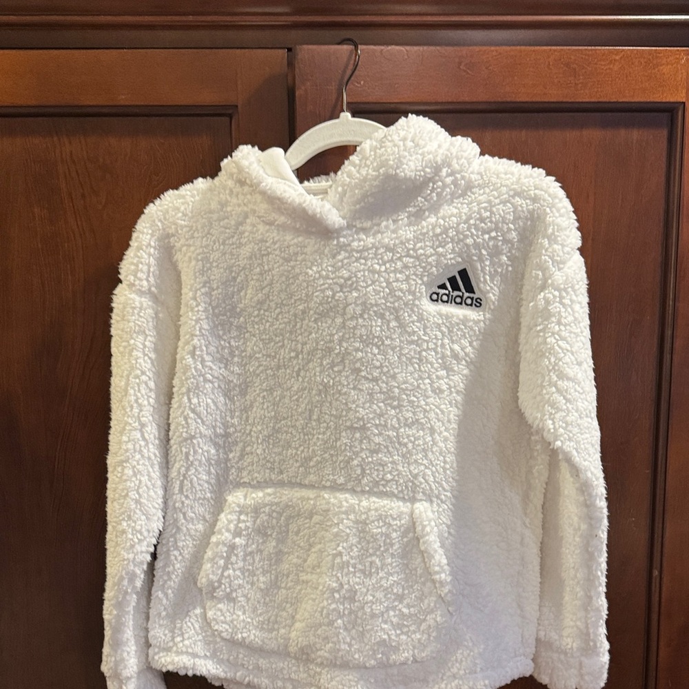 Adidas Kids Cozy White Sherpa Hoodie